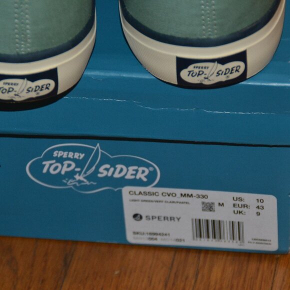 NEW in BOX SPERRY Top Sider Classic CVO Canvas Shoes Light Green Men's 10 - Picture 3 of 8
